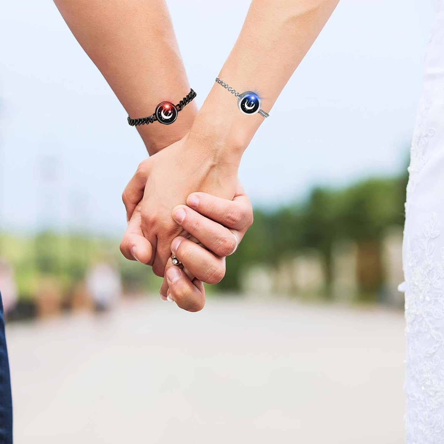 Dacida Long Distance Touch Bracelets,Couples Bracelets, Remote Smart Matching Couples Bracelet for Couples Suitable for Long Distance Relationship Girlfriend Boyfriend Passing on Love and Miss Gifts - Image 28