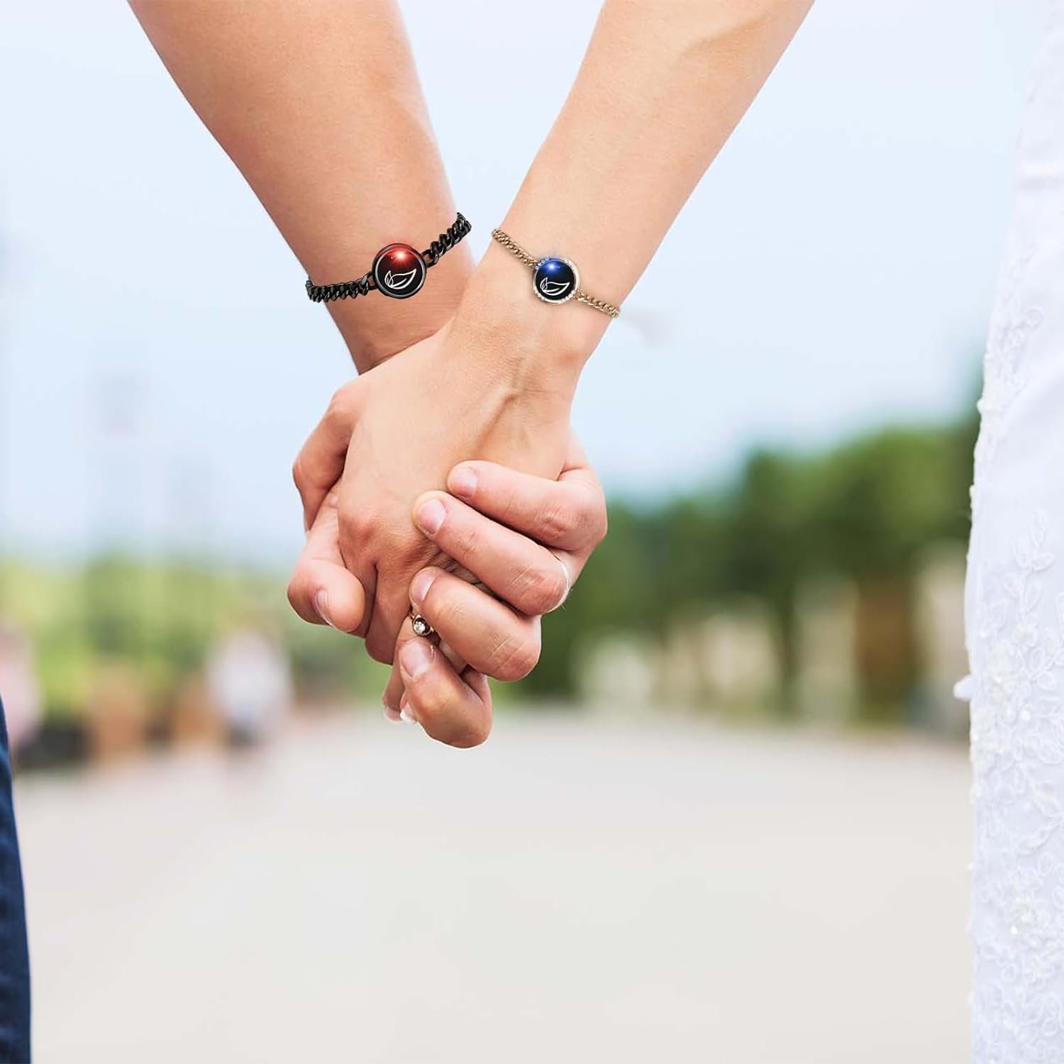 Dacida Long Distance Touch Bracelets,Couples Bracelets, Remote Smart Matching Couples Bracelet for Couples Suitable for Long Distance Relationship Girlfriend Boyfriend Passing on Love and Miss Gifts - Image 4