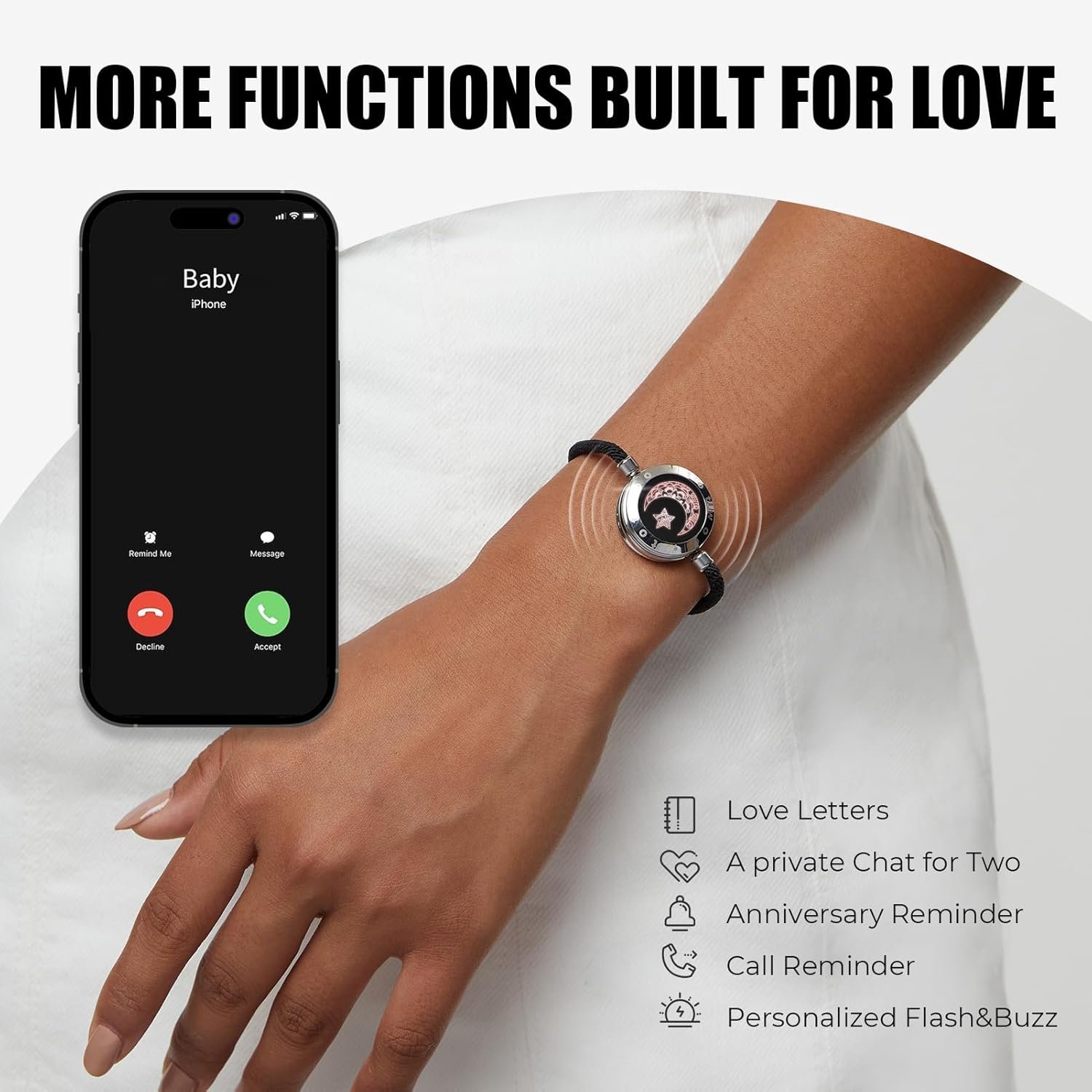 Dacida Long Distance Touch Bracelets for Couples, Vibration & Light up for Love Couples Bracelets | Long Distance Relationship Gifts for Girlfriend Bluetooth Pairing Jewelry - Image 22