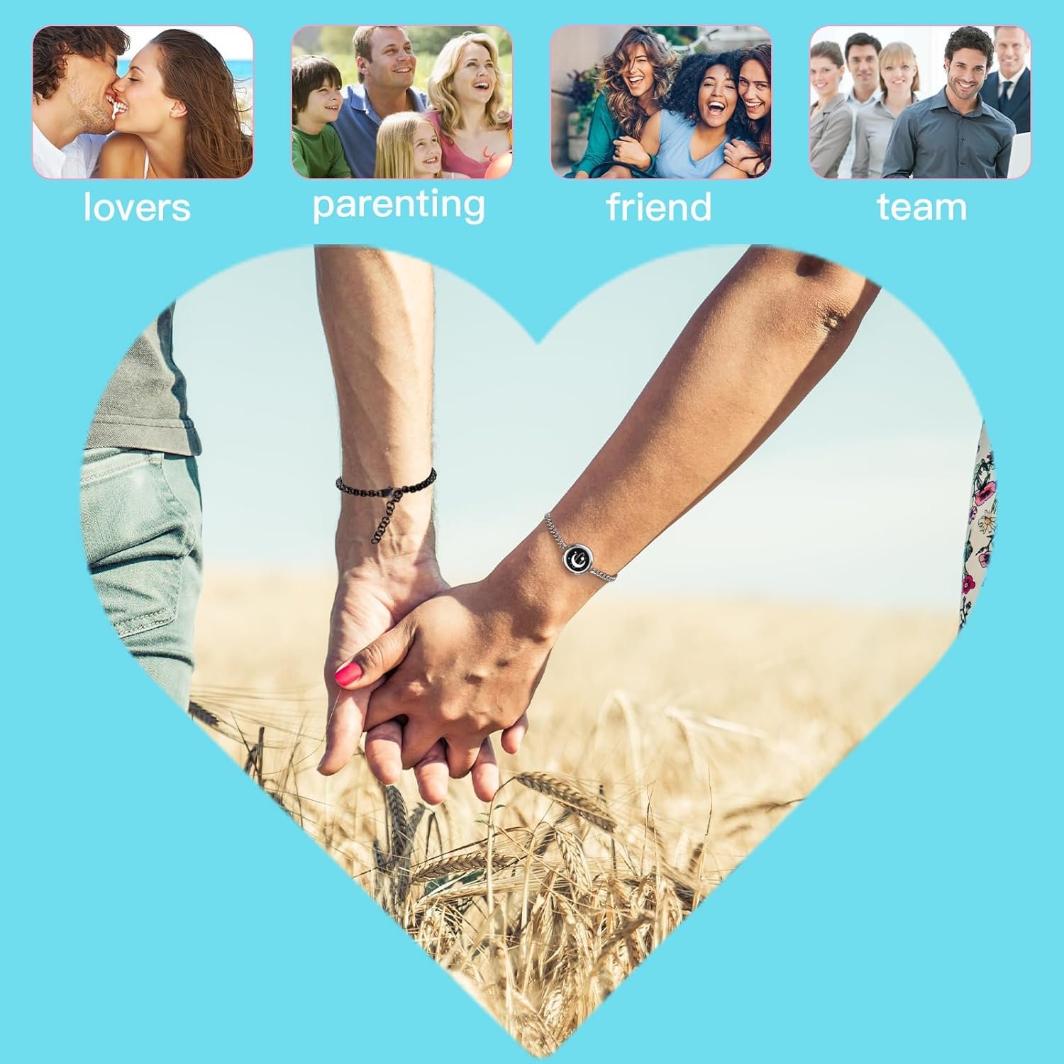 Dacida Long Distance Touch Bracelets,Couples Bracelets, Remote Smart Matching Couples Bracelet for Couples Suitable for Long Distance Relationship Girlfriend Boyfriend Passing on Love and Miss Gifts - Image 27