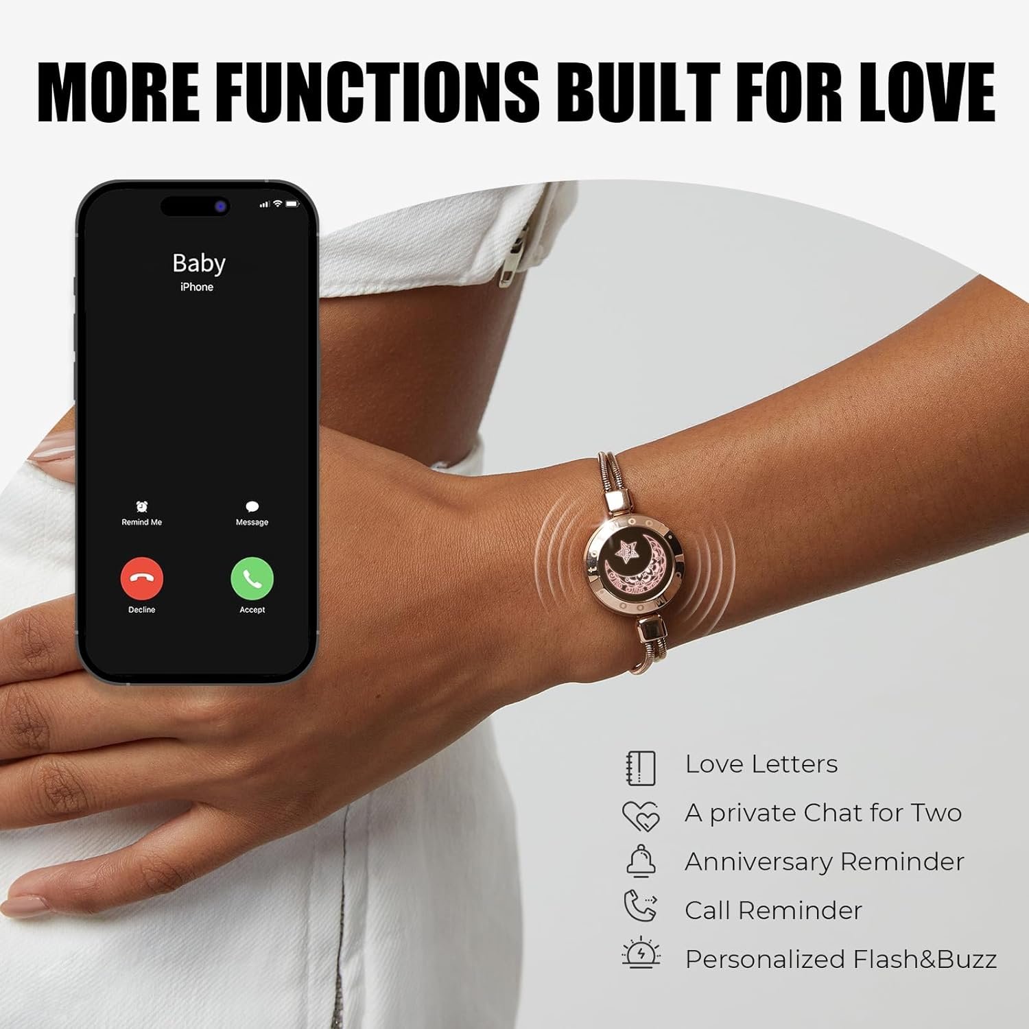 Dacida Long Distance Touch Bracelets for Couples, Vibration & Light up for Love Couples Bracelets | Long Distance Relationship Gifts for Girlfriend Bluetooth Pairing Jewelry - Image 41