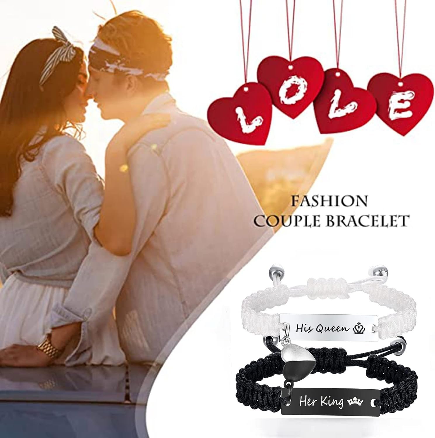 Dacida Matching Couples Bracelets for Women Men Long Distance Bracelets for Couples His Hers Bracelets Relationship Bracelets Anniversary Christmas Birthday Gifts - Image 46