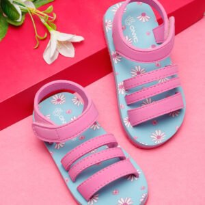 Premium Floral Sandals - Sky Blue & Pink (Girls)