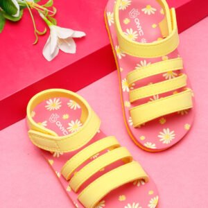 Premium Floral Sandals for Girls (Pink & Yellow)