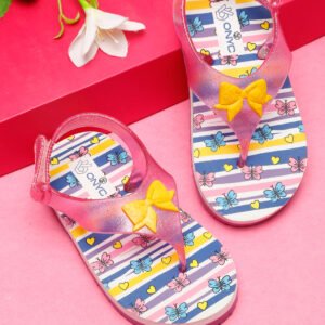 Premium Butterfly Candy Flip-flops With Glitter - Pink (Girls)